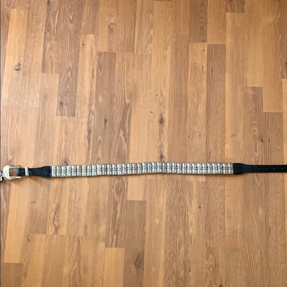 Leather and heavy oblong silver belt size 32